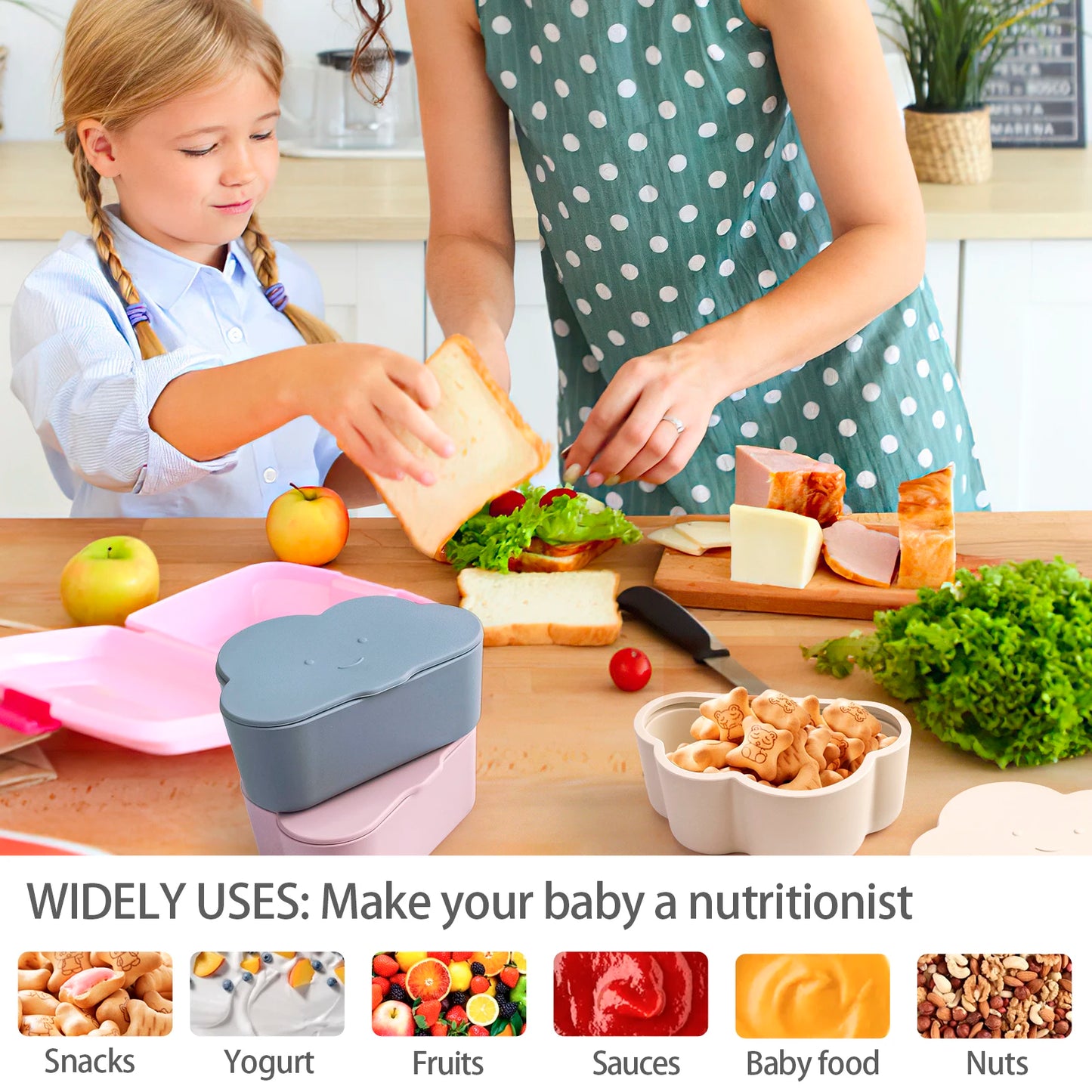 BPA Free Silicone Baby Lunch Box with Lid