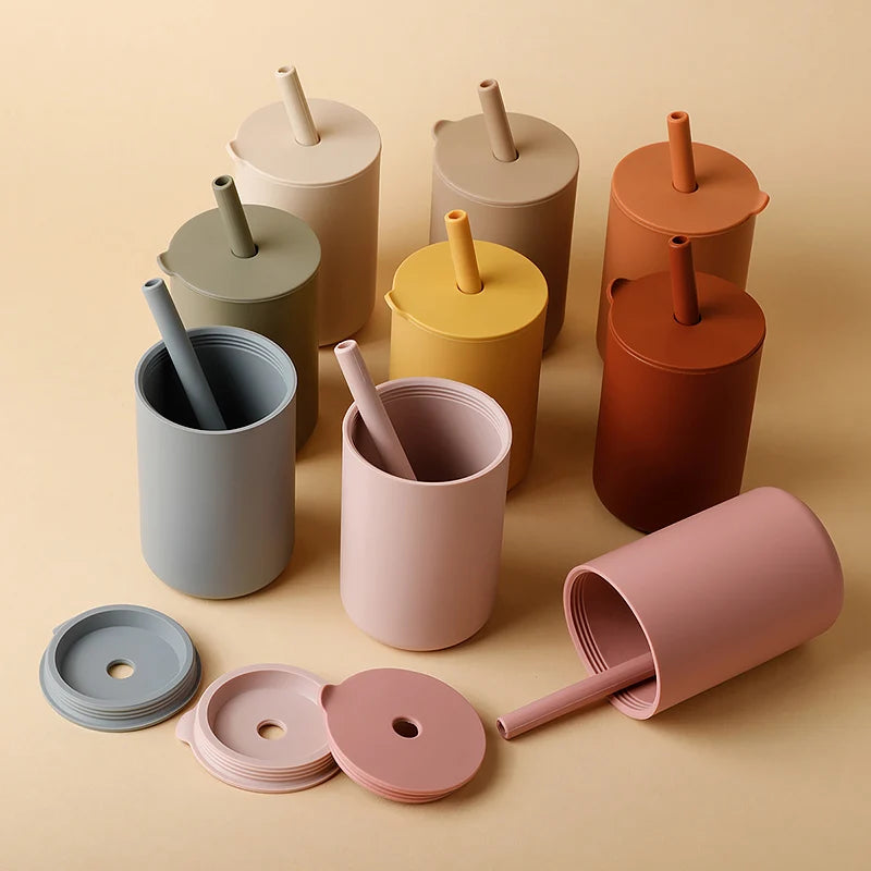 BPA free Silicone Baby Feeding Straw Cup