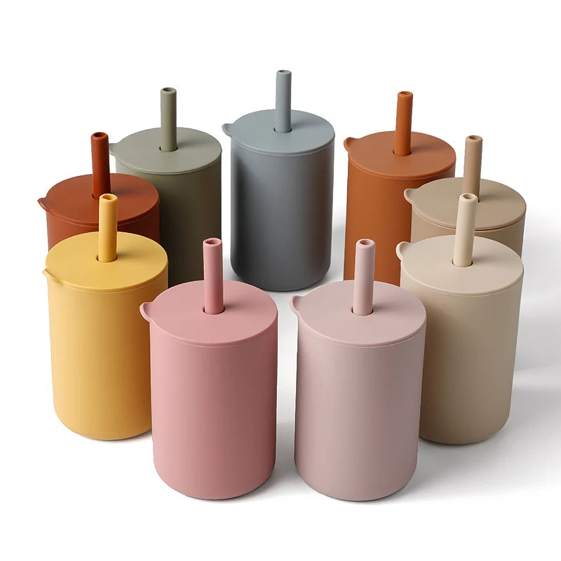 BPA free Silicone Baby Feeding Straw Cup