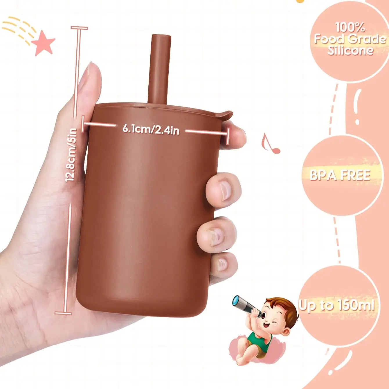BPA free Silicone Baby Feeding Straw Cup